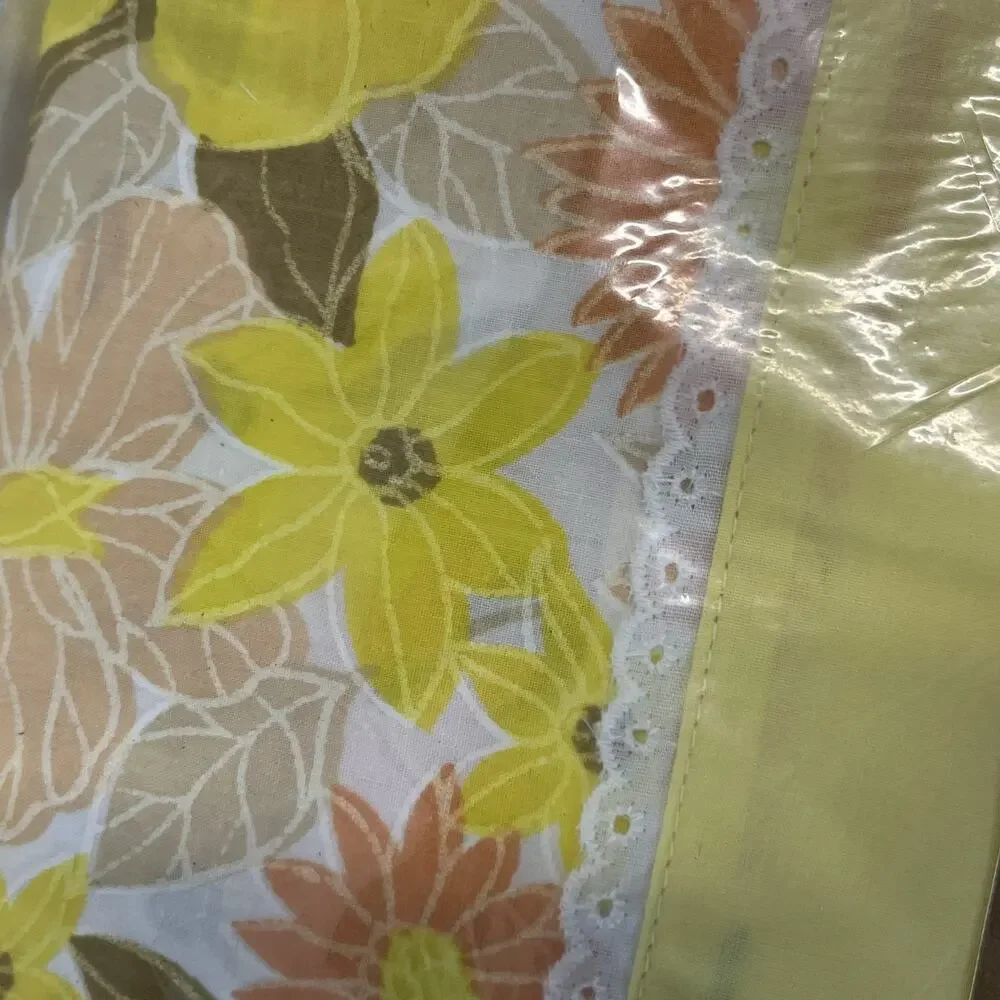 Vintage Wondercale Springmaid 2pc Sheet Set French Flowers Yellow Flat Fitted